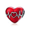 925 Sterling Silver Love Heartbeat Red Heart Pendant For Diy Bracelets & Necklaces