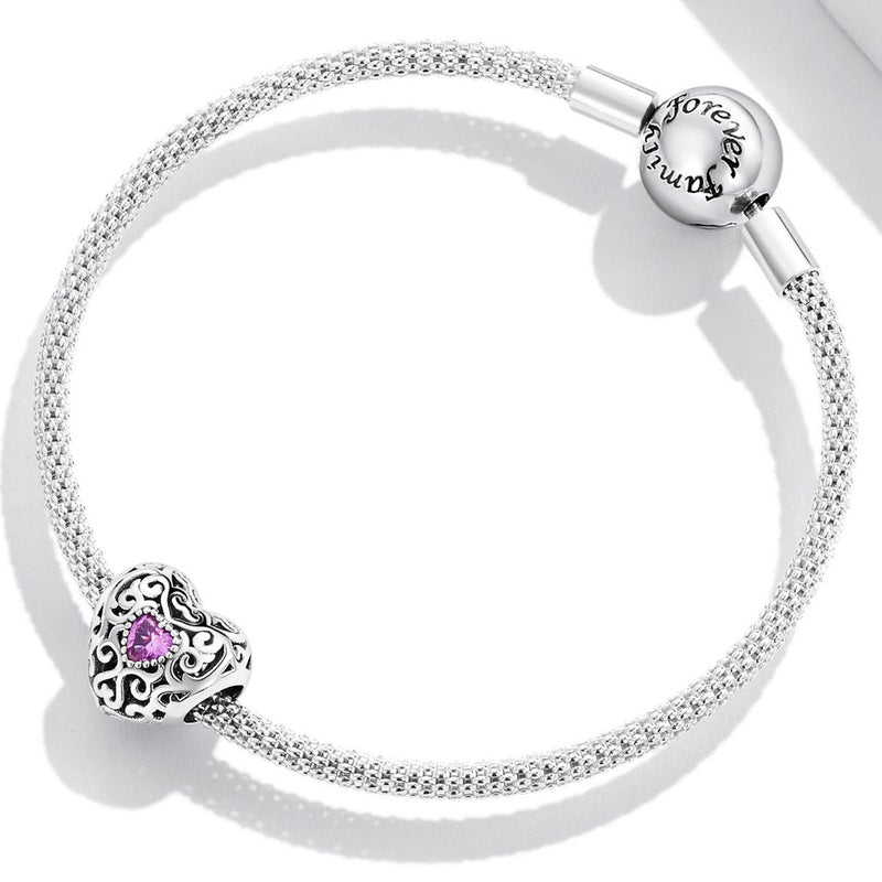925 Sterling Silver Retro Flower Heart Beads For Diy Bracelets & Necklaces