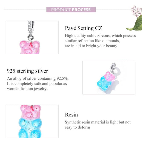 925 Sterling Silver Bear Charm For Bracelet Or Necklace