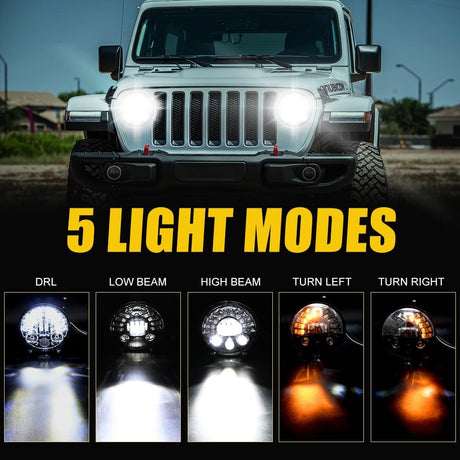 7 Inch Car Matrix Gradient Led Headlight Lamps For Jeep Wrangler