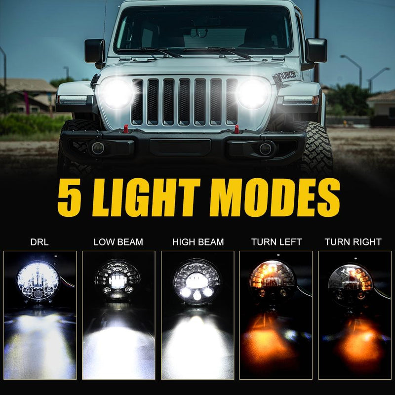 7 Inch Car Matrix Gradient Led Headlight Lamps For Jeep Wrangler