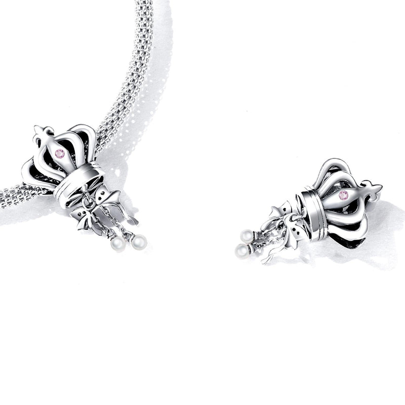 925 Sterling Silver Bow Crown Beads For Diy Bracelets & Necklaces