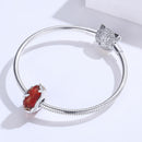 925 Sterling Silver Red Glazed Butterfly Bead Pendant For Diy Bracelets And Necklaces
