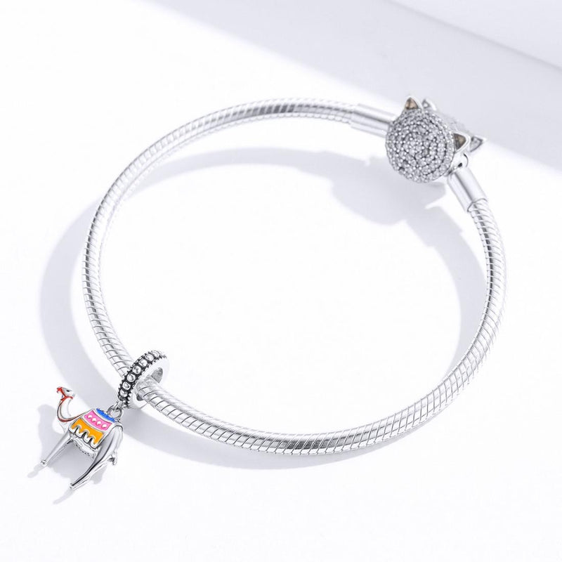 925 Sterling Silver Camel Bead Pendant For Diy Bracelets & Necklaces