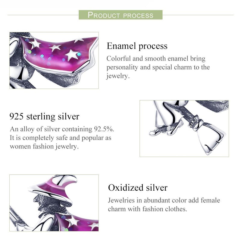 925 Sterling Silver Witch Broom Pendant For Diy Bracelets