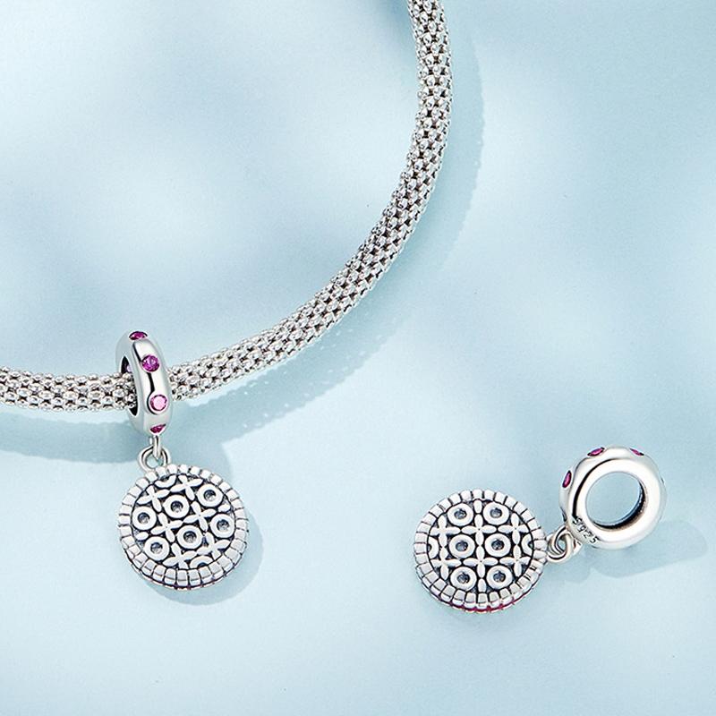 925 Sterling Silver Strawberry Cookie Pendant Beads For Diy Bracelets
