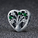 925 Sterling Silver Tree Of Life Heart Bracelet & Clear Beads