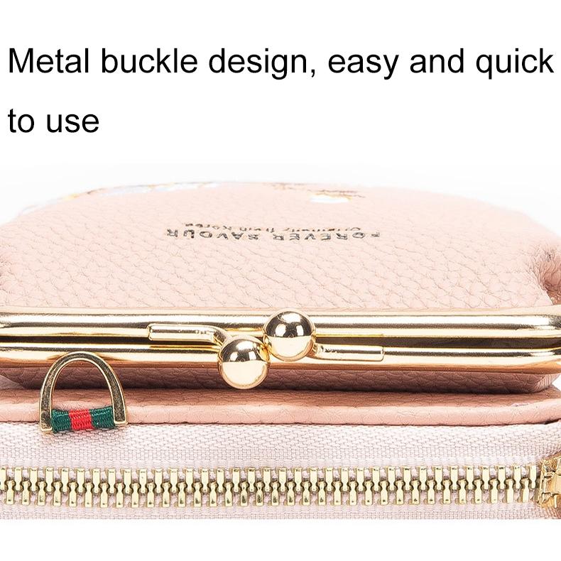 Black Embroidered Single Shoulder Phone Bag Wallet - Yellow