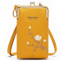 Black Embroidered Single Shoulder Phone Bag Wallet - Yellow