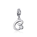925 Sterling Silver Personalized Letter Pendant For Diy Bracelets & Necklaces Style - C