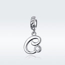 925 Sterling Silver Personalized Letter Pendant For Diy Bracelets & Necklaces Style - C