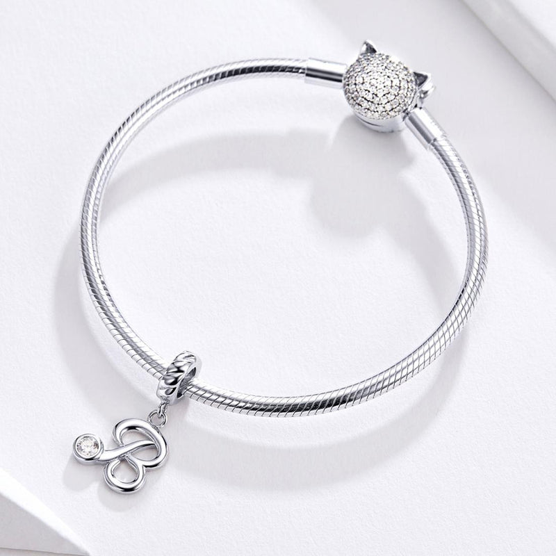 925 Sterling Silver Personalized Letter Pendant For Diy Bracelets & Necklaces Style - C