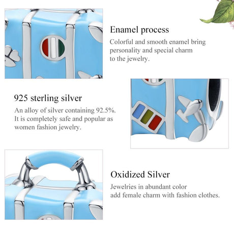 925 Sterling Silver Blue Beads For Bracelet