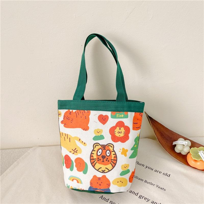 Cartoon Graffiti Bento Bag - Cute Canvas Handbag - Model 1 Blue