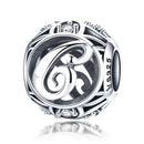 925 Sterling Silver 26 English Letter Beads For Diy Bracelets & Necklaces Style - C