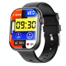 2.1 Inch Screen Smart Watch With Blood Sugar / Blood Oxygen Monitoring / Sos Alarm / 100+ Sports Modes - Black 3-Bead Steel - Black Gray