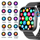 2.1 Inch Screen Smart Watch With Blood Sugar / Blood Oxygen Monitoring / Sos Alarm / 100+ Sports Modes - Black 3-Bead Steel - Black Gray