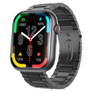 2.1 Inch Screen Smart Watch With Blood Sugar / Blood Oxygen Monitoring / Sos Alarm / 100+ Sports Modes - Black 3-Bead Steel - Black Gray