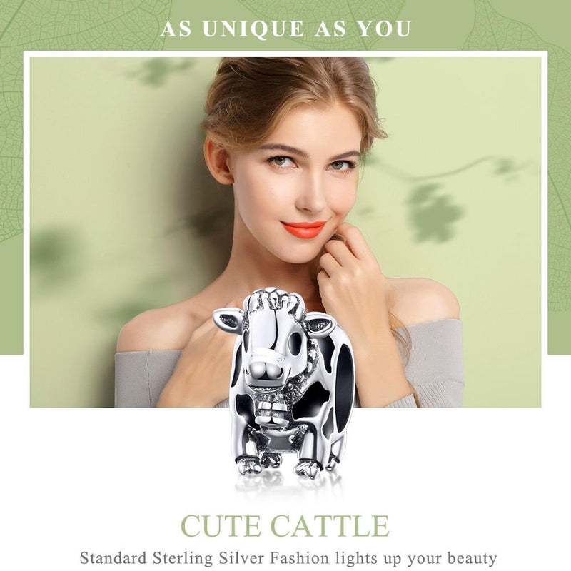 925 Sterling Silver Cow Beaded Bracelet Accessory