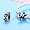 925 Sterling Silver Cow Beaded Bracelet Accessory
