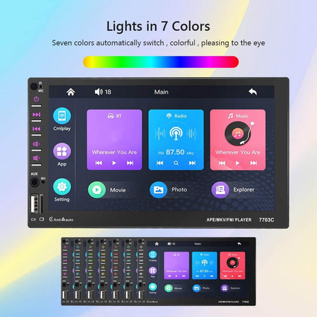 7 Inch Car Mp5 Player With Bluetooth & 8 Light Camera - Universal Fit