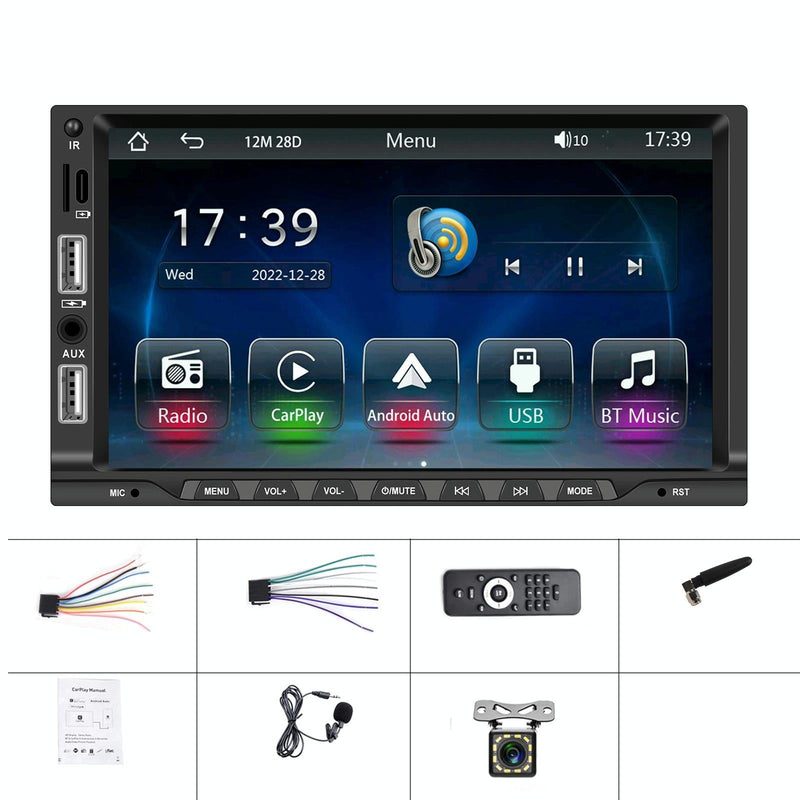 7 Inch Car Mp5 Player Carplay / Android Auto / Mirror Link / Bluetooth - Standard - With 12-Light Camera