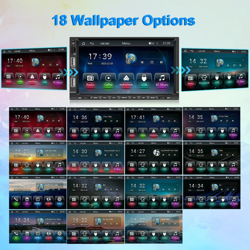 7 Inch Car Mp5 Player Carplay / Android Auto / Mirror Link / Bluetooth - Standard - With 12-Light Camera