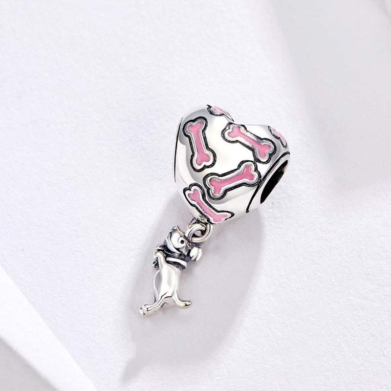 925 Sterling Silver Heart Dog Bone Beads For Diy Bracelets