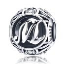 925 Sterling Silver 26 English Letter Beads For Diy Bracelets & Necklaces Style - M