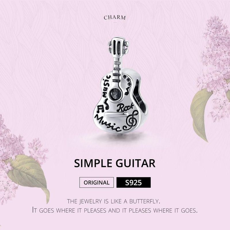925 Sterling Silver Guitar Beads For Diy Bracelets & Necklaces