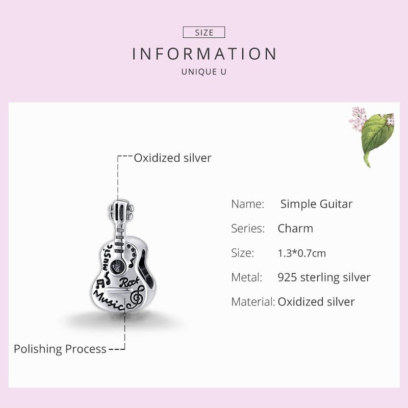 925 Sterling Silver Guitar Beads For Diy Bracelets & Necklaces