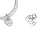 925 Sterling Silver Hand In Hand Heart Pendant For Diy Bracelets & Necklaces