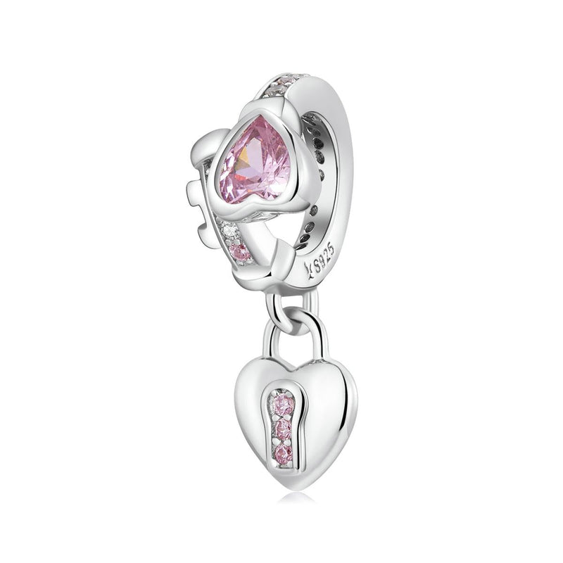 925 Sterling Silver Heart Lock Pendant For Diy Bracelets & Necklaces