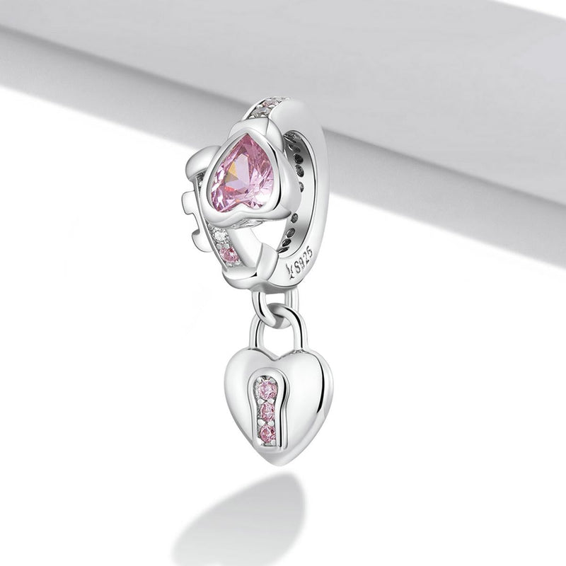 925 Sterling Silver Heart Lock Pendant For Diy Bracelets & Necklaces