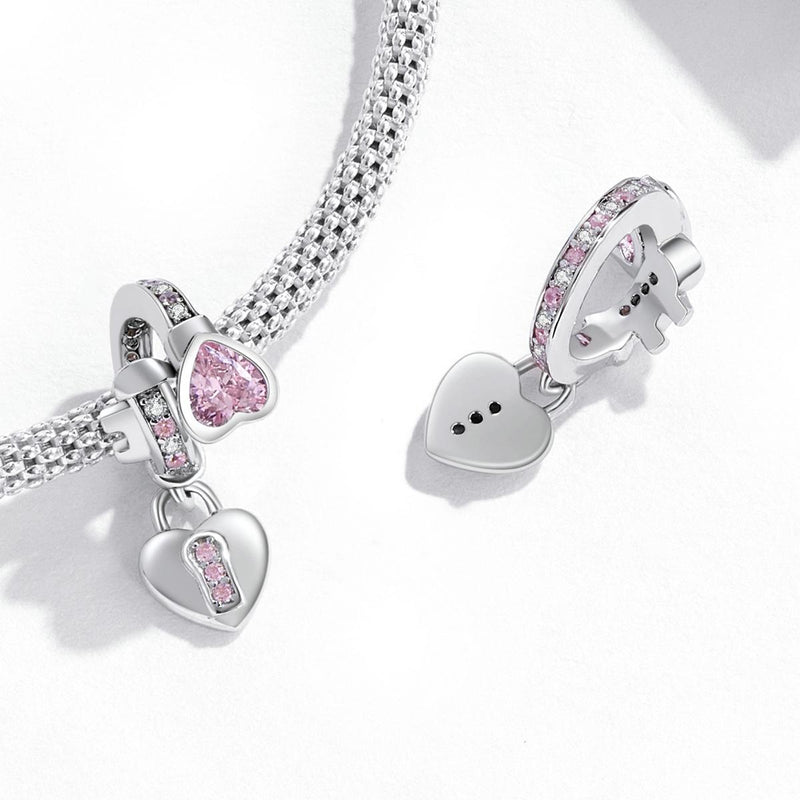 925 Sterling Silver Heart Lock Pendant For Diy Bracelets & Necklaces