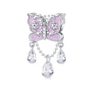925 Sterling Silver Purple Butterfly Necklace Pendant For Diy Bracelets