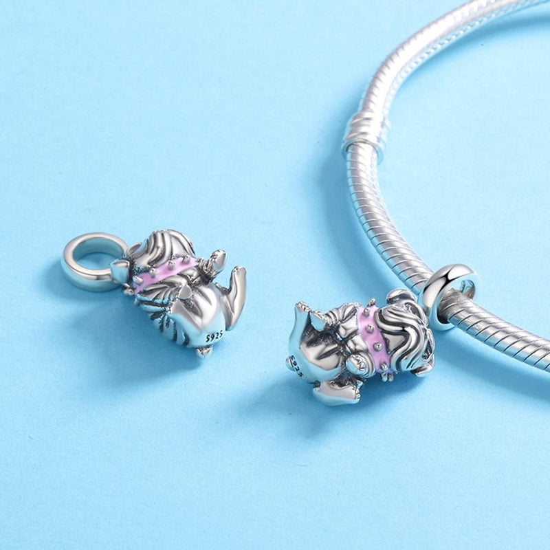 925 Sterling Silver Bulldog Beaded Charm Bracelet