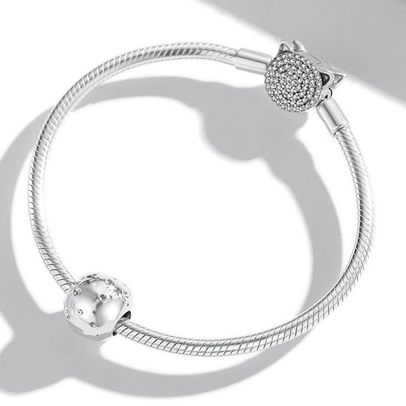 925 Sterling Silver Moon Beads For Diy Bracelets & Necklaces