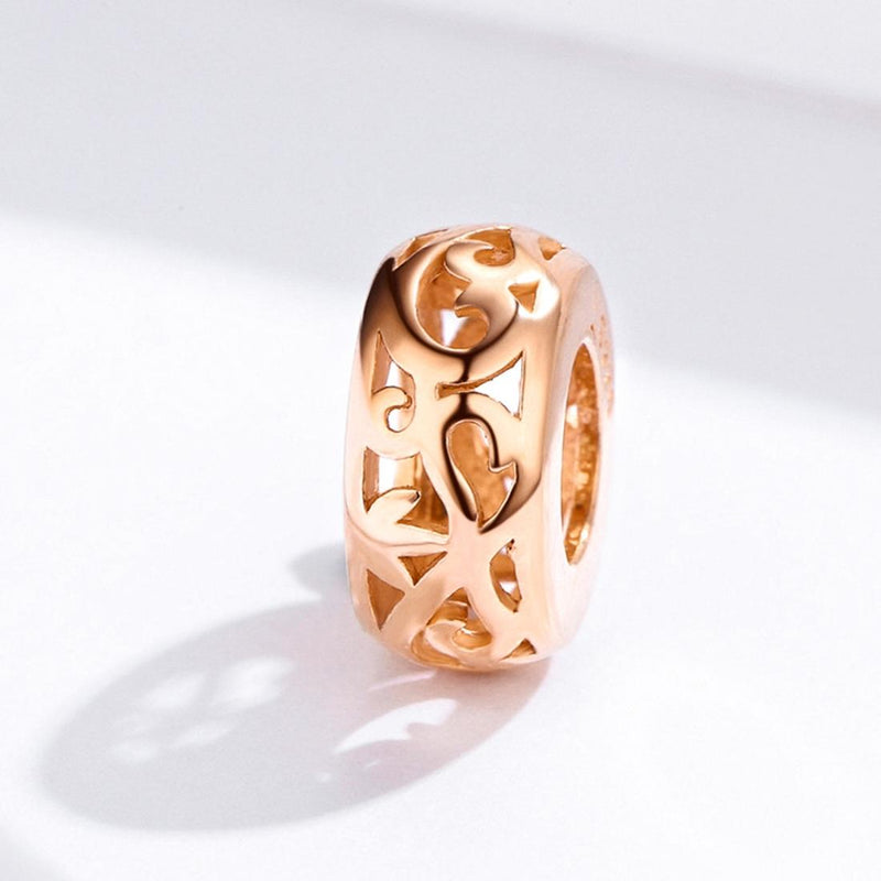 925 Sterling Silver Rose Gold Hollow Beads For Diy Bracelets