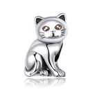 925 Sterling Silver Adorable Cat Beaded Bracelet