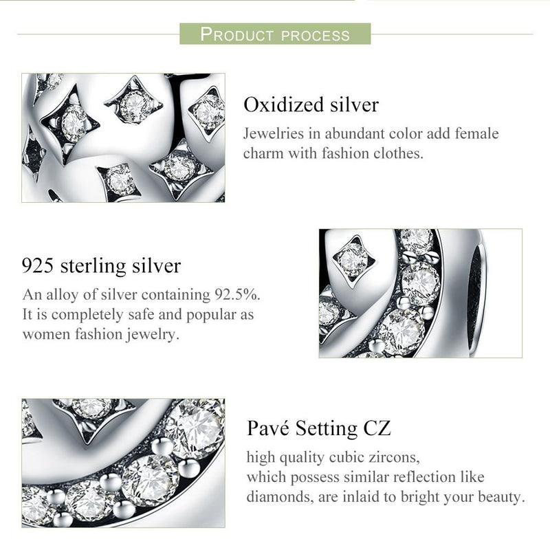 925 Sterling Silver Exquisite Star Diamond Beads For Diy Bracelets & Necklaces