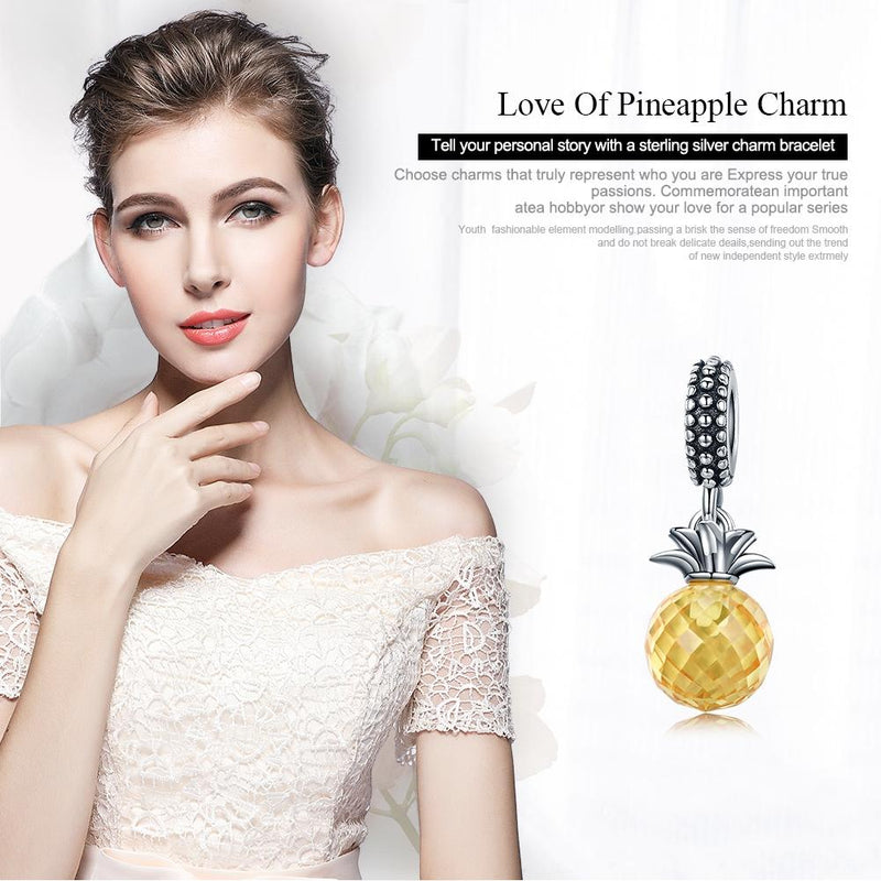 925 Sterling Silver Pineapple Charm For Diy Bracelets