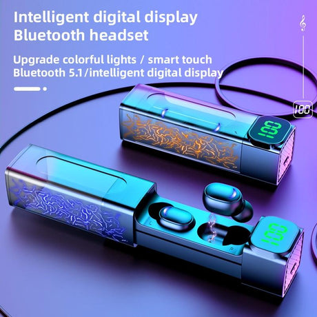 Intelligent Bluetooth Earphones with Digital Display - Colourful