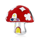 925 Sterling Silver Mushroom House Beads For Diy Bracelets & Necklaces