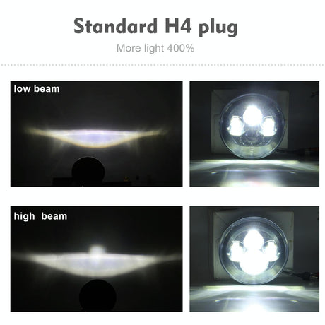 7 Inch H4 / H13 Dc 9V - 30V 4000Lm 6000K 40W 7 Inch Car Round Shape Led Headlight Lamps For Jeep Wrangler