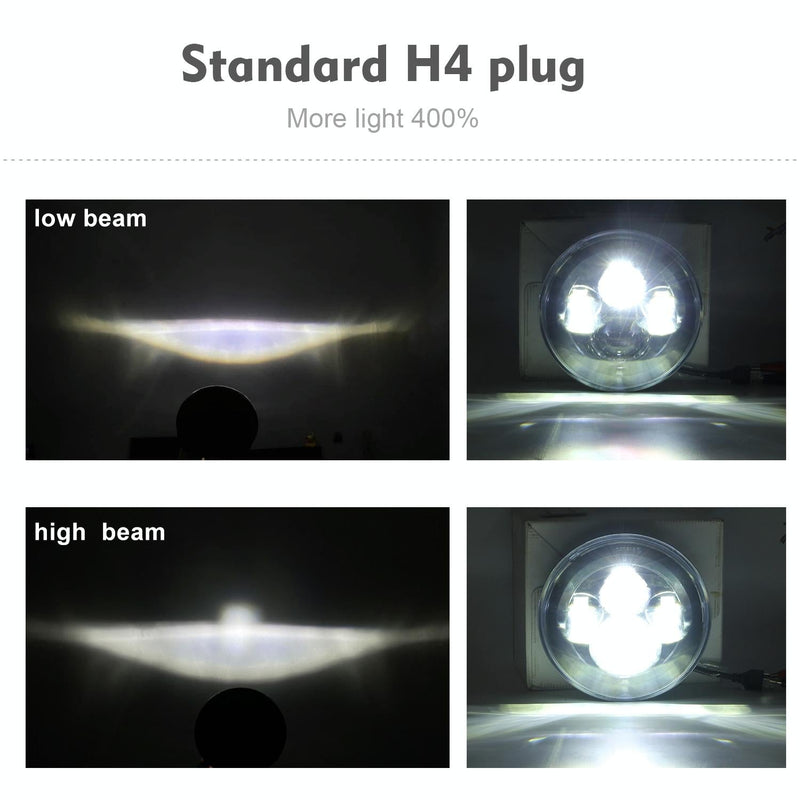 7 Inch H4 / H13 Dc 9V - 30V 4000Lm 6000K 40W 7 Inch Car Round Shape Led Headlight Lamps For Jeep Wrangler
