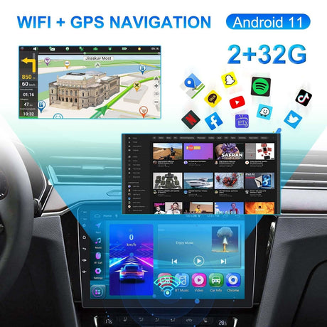 9 Inch Car Android Navigation Screen With Carplay - 2 + 64G Standard + Ahd Camera