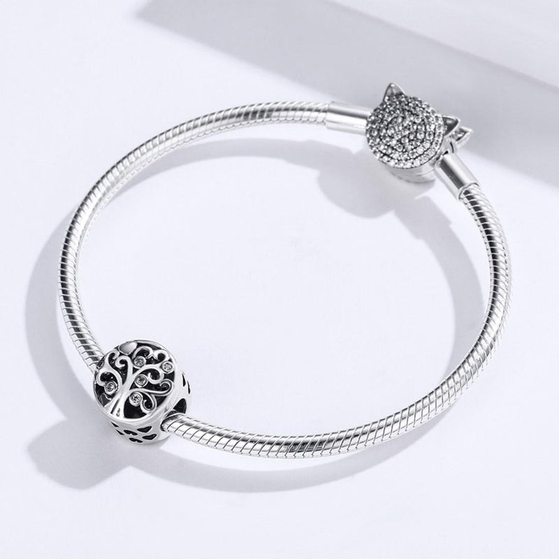 925 Sterling Silver Openable Family Tree Beaded Bracelet