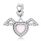 925 Sterling Silver Heart Wing Pendant For Diy Bracelets & Necklaces