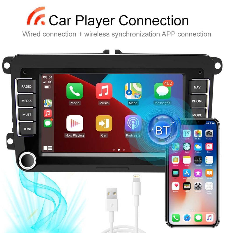 7 Inch Android Car Navigation Player For Volkswagen With Wireless Carplay - 1 + 16G - 12Lights Camera